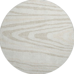 HomeRoots 8' Washable Round Rug in Ivory, Beige & Taupe – Durable, Stain-Resistant, UV Protected Lodge Charm 676977