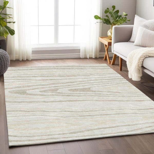 HomeRoots 9' X 12' Woodland Lodge Washable Area Rug in Ivory Beige Taupe - Durable, Stain-Resistant & UV Protected! 676979