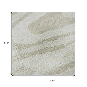 HomeRoots 9' X 12' Woodland Lodge Washable Area Rug in Ivory Beige Taupe - Durable, Stain-Resistant & UV Protected! 676979
