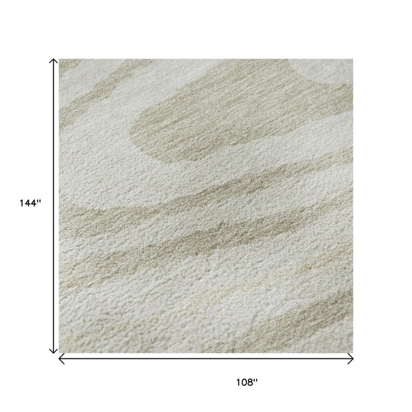 HomeRoots 9' X 12' Woodland Lodge Washable Area Rug in Ivory Beige Taupe - Durable, Stain-Resistant & UV Protected! 676979