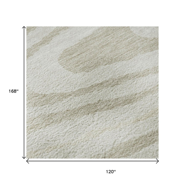 HomeRoots 10' X 14' Ivory Beige Taupe Woodland Lodge Washable Area Rug with UV Protection for Easy Care 676980