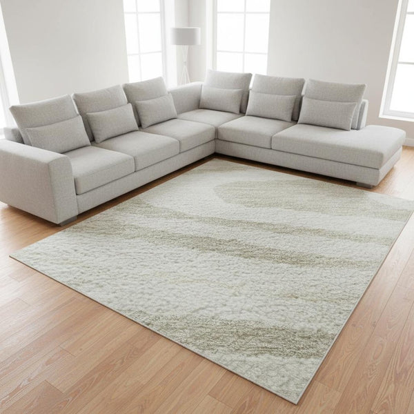 HomeRoots 10' X 14' Ivory Beige Taupe Woodland Lodge Washable Area Rug with UV Protection for Easy Care 676980