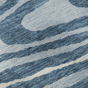 HomeRoots 8' Navy Blue and Ivory Woodland Lodge Round Rug - Stain Resistant, UV Protected & Easy Care Comfort 676983