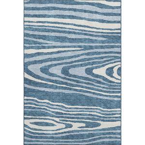 HomeRoots 8' X 10' Navy Blue & Ivory Woodland Lodge Area Rug – Durable, Washable, UV-Protected for Families 676984