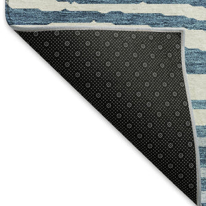HomeRoots 8' X 10' Navy Blue & Ivory Woodland Lodge Area Rug – Durable, Washable, UV-Protected for Families 676984