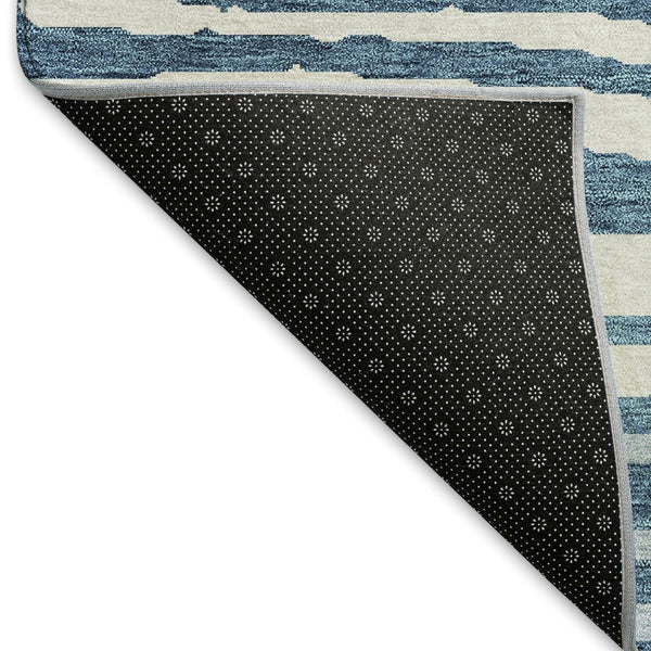 HomeRoots 8' X 10' Navy Blue & Ivory Woodland Lodge Area Rug – Durable, Washable, UV-Protected for Families 676984