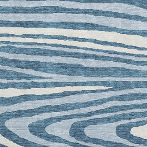 HomeRoots 8' X 10' Navy Blue & Ivory Woodland Lodge Area Rug – Durable, Washable, UV-Protected for Families 676984
