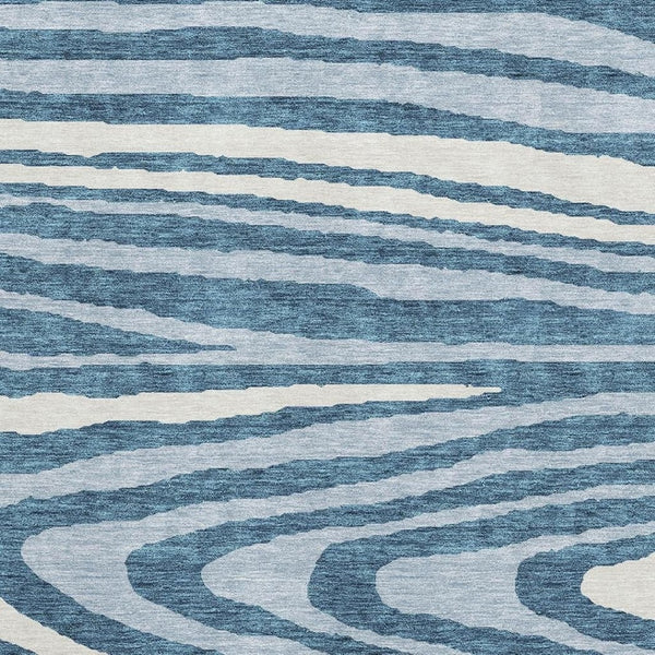 HomeRoots 8' X 10' Navy Blue & Ivory Woodland Lodge Area Rug – Durable, Washable, UV-Protected for Families 676984