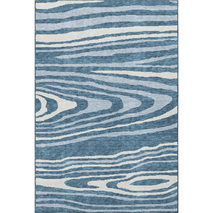 HomeRoots 8' X 10' Navy Blue & Ivory Woodland Lodge Area Rug – Durable, Washable, UV-Protected for Families 676984