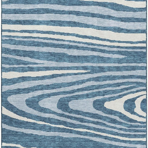 HomeRoots 9' X 12' Navy Blue & Ivory Woodland Lodge Rug – Washable, Stain Resistant, UV Protected for Homes 676985