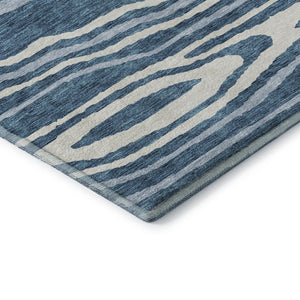 HomeRoots 10' X 14' Navy Blue & Ivory Woodland Lodge Area Rug - Washable, Stain-Resistant & UV Protected Comfort 676986