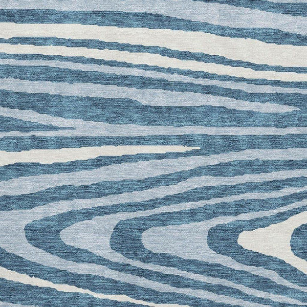 HomeRoots 10' X 14' Navy Blue & Ivory Woodland Lodge Area Rug - Washable, Stain-Resistant & UV Protected Comfort 676986