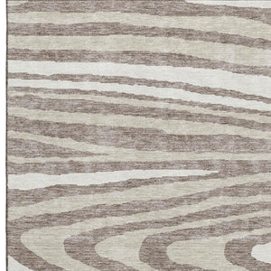 HomeRoots 5' X 8' Woodland Lodge Area Rug in Taupe, Ivory & Khaki - Washable, Stain Resistant, UV Protected! 676988
