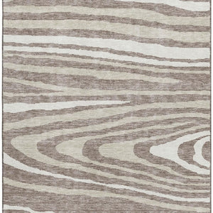 HomeRoots 5' X 8' Woodland Lodge Area Rug in Taupe, Ivory & Khaki - Washable, Stain Resistant, UV Protected! 676988