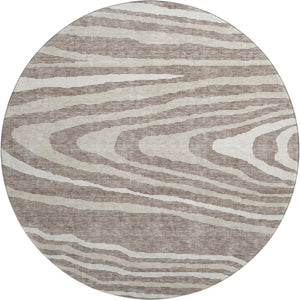 HomeRoots 8' Washable Round Rug in Taupe, Ivory & Khaki - UV Protected, Durable, Rustic Lodge Design for Homes 676989