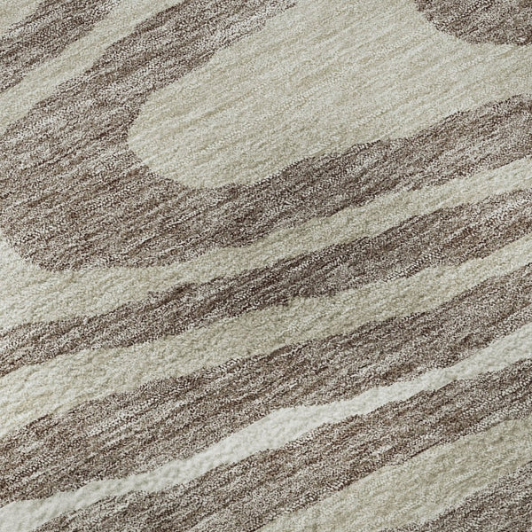 HomeRoots 8' Washable Round Rug in Taupe, Ivory & Khaki - UV Protected, Durable, Rustic Lodge Design for Homes 676989