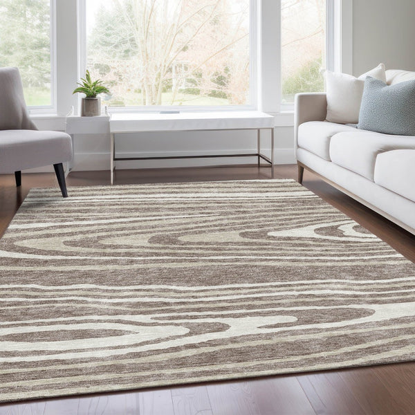 HomeRoots 9' X 12' Woodland Lodge Area Rug - Durable, Washable, Stain-Resistant with UV Protection for Homes 676991