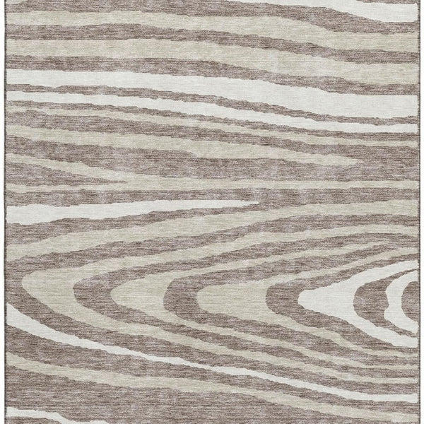 HomeRoots 10' Woodland Lodge Area Rug in Taupe, Ivory & Khaki – Washable, UV-Protected & Pet-Friendly Design! 676992
