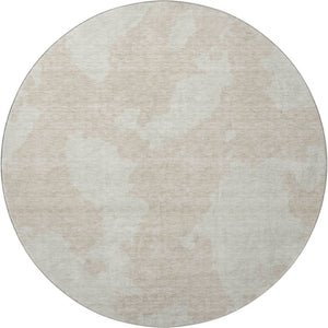 HomeRoots 8' Beige and Ivory Abstract Round Rug - Washable, UV Protected, Stylish & Durable for Any Home 676995