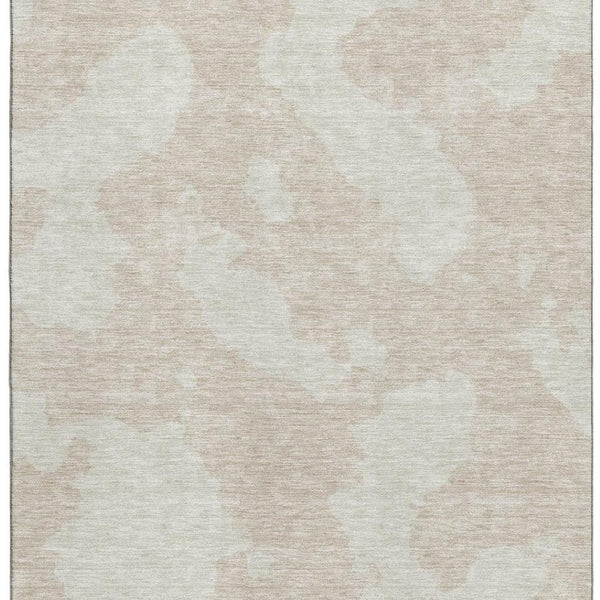 HomeRoots 9' X 12' Beige and Ivory Abstract Washable Area Rug - Durable, Stain-Resistant, UV Protected Design 676997