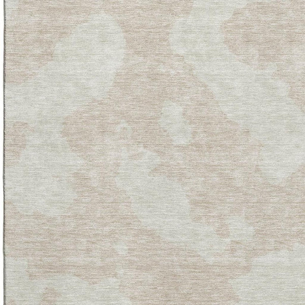 HomeRoots 10' X 14' Beige & Ivory Abstract Area Rug - Durable, Washable, UV-Protected for High-Traffic Homes 676998