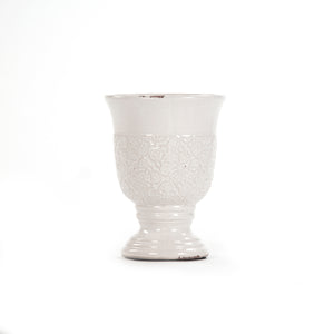 Distressed Crackle White Vase (6769S A369) Zentique