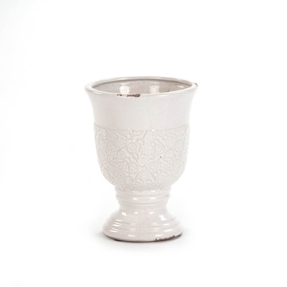 Distressed Crackle White Vase (6769S A369) Zentique