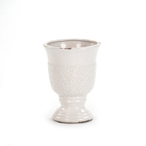Distressed Crackle White Vase (6769S A369) Zentique