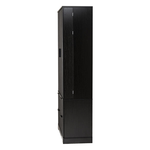 English Elm 72" Modern Fluted Pantry Cabinet with 2 Large Silent Drawers, 8-Door Spice Rack & Adjustable Shelf Organizer Black W2917P294988