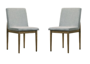 English Elm Natural Tone Mid-Century Dining Chairs Set of 2 Light Gray Upholstered Seats Solid Wood Legs Stylish Comfort B011P196967