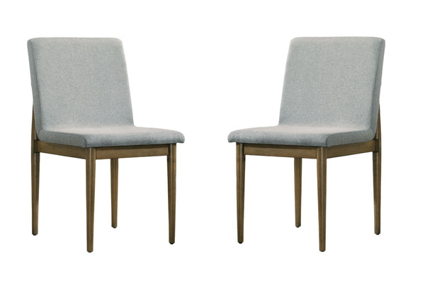 English Elm Natural Tone Mid-Century Dining Chairs Set of 2 Light Gray Upholstered Seats Solid Wood Legs Stylish Comfort B011P196967
