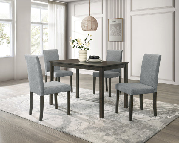 English Elm 4pc Upholstered Dining Chairs Gray Fabric Modern Wooden Legs Set of 4 Comfortable Compact Seats B011P375963