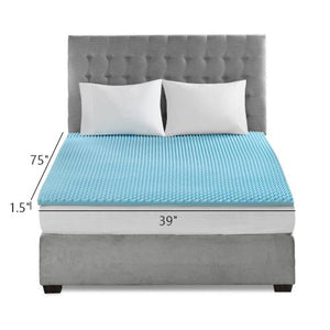 English Elm All Season Reversible Hypoallergenic 1.5" Cooling Gel Memory Foam Topper - Egg Crate Ventilated Comfort, Oversized Twin B03595109