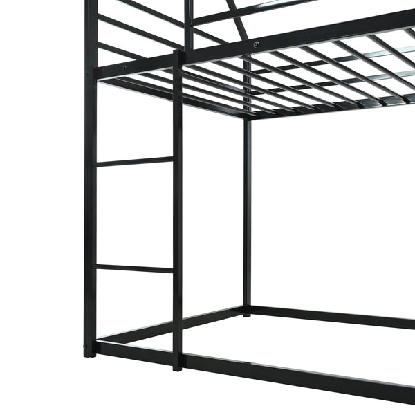 English Elm Twin Metal Tube Bunk Bed Frame for Kids Durable Sturdy Construction Safe Space-Saving Design Black W420P256561