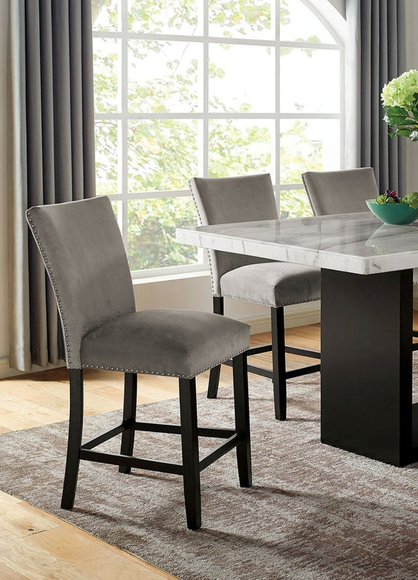 English Elm Attractive Transitional 2pc Side Chairs Set with Padded Flannelette Seats and Nailhead Trim, Stylish Dining Seating Black,Light Gray 46 L x 17 W x 24 H B011P246278
