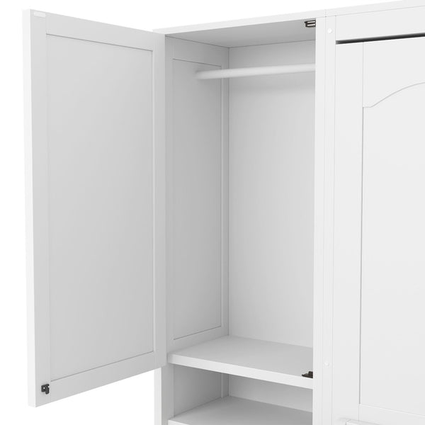 English Elm Full Size Murphy Wall Bed with Wardrobe Drawers and Shelves for Studio Spaces LP000908AAK-1