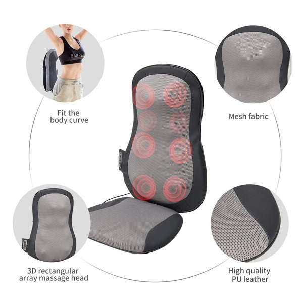 English Elm Massage Cushion with 3d Shiatsu Kneading Heat Pad for Office Chair or Car Seat W2297P224287