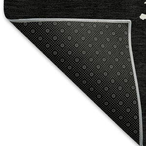 HomeRoots 8' X 10' Black And Ivory Abstract Washable Area Rug - UV Protected, Durable, Stylish, Easy-Care Design 677002