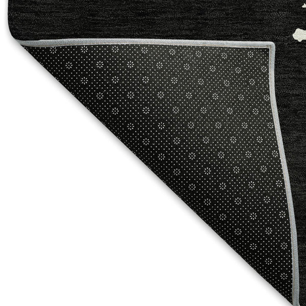 HomeRoots 8' X 10' Black And Ivory Abstract Washable Area Rug - UV Protected, Durable, Stylish, Easy-Care Design 677002
