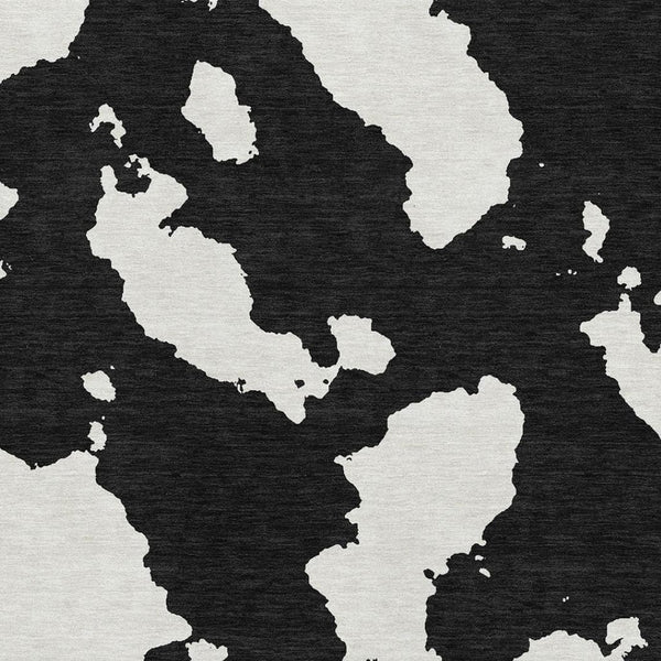 HomeRoots 8' X 10' Black And Ivory Abstract Washable Area Rug - UV Protected, Durable, Stylish, Easy-Care Design 677002