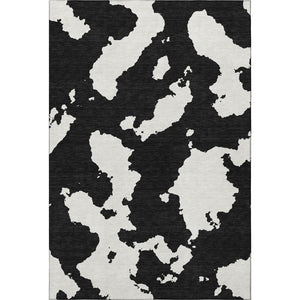 HomeRoots 8' X 10' Black And Ivory Abstract Washable Area Rug - UV Protected, Durable, Stylish, Easy-Care Design 677002