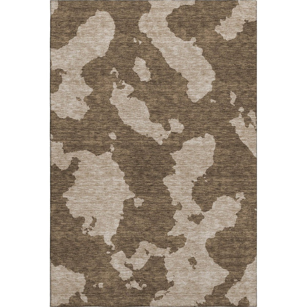 HomeRoots 9' X 12' Brown and Beige Abstract Area Rug – Washable, UV Protected, Ideal for High-Traffic Spaces 677009