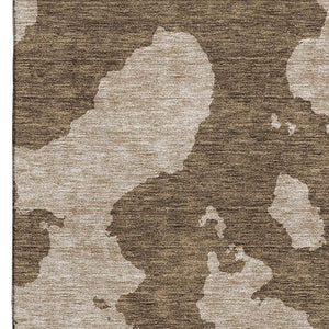 HomeRoots 9' X 12' Brown and Beige Abstract Area Rug – Washable, UV Protected, Ideal for High-Traffic Spaces 677009