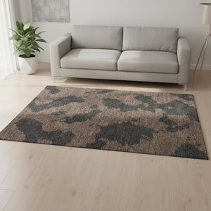 HomeRoots 5' X 8' Chocolate Brown Abstract Washable Area Rug - Durable, UV-Protected, Perfect for Busy Homes! 677012