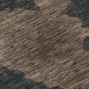 HomeRoots 8' Chocolate and Brown Abstract Round Rug – Washable, UV Protected, Durable Design for Modern Homes 677013