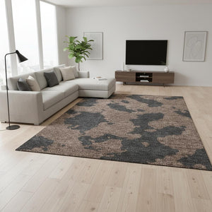 HomeRoots 8' X 10' Chocolate Brown Abstract Washable Area Rug - UV Protected, Durable, Stylish for Homes 677014