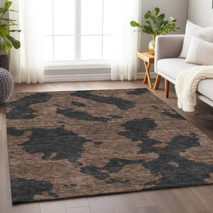 HomeRoots 8' X 10' Chocolate Brown Abstract Washable Area Rug - UV Protected, Durable, Stylish for Homes 677014