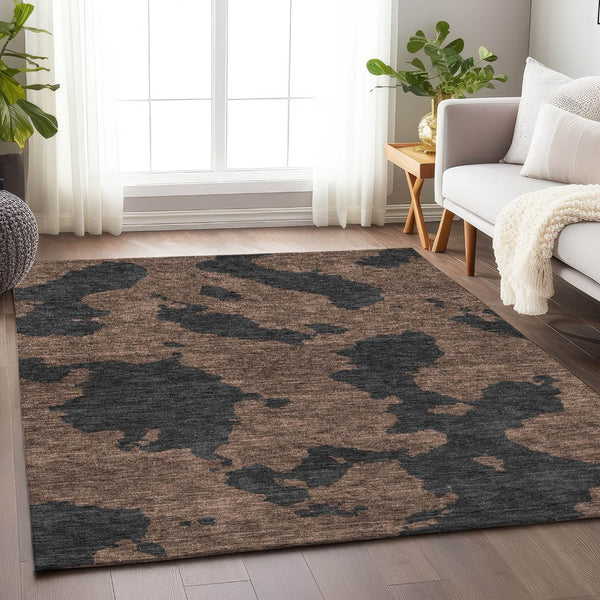 HomeRoots 8' X 10' Chocolate Brown Abstract Washable Area Rug - UV Protected, Durable, Stylish for Homes 677014