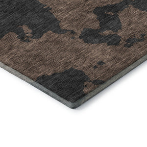 HomeRoots 8' X 10' Chocolate Brown Abstract Washable Area Rug - UV Protected, Durable, Stylish for Homes 677014