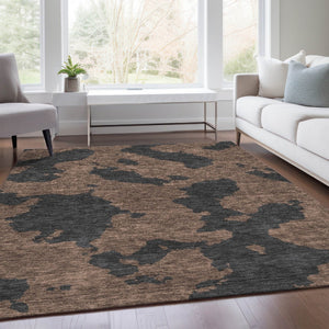 HomeRoots 8' X 10' Chocolate Brown Abstract Washable Area Rug - UV Protected, Durable, Stylish for Homes 677014